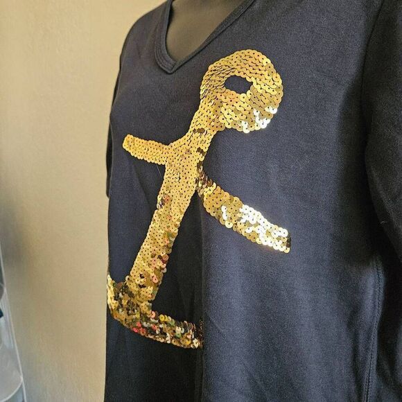 NWT Quacker Factory Sequined Anchor T-shirt - Picture 3 of 8